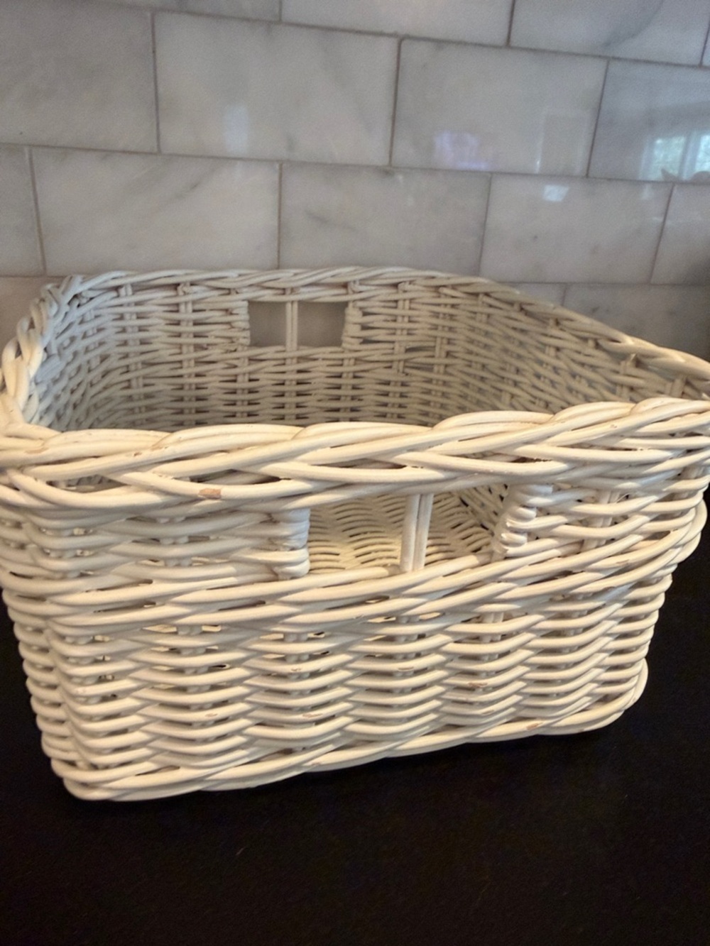 Pottery Barn Kids PBK White Sabrina Basket Medium Utility Square 12x12x6